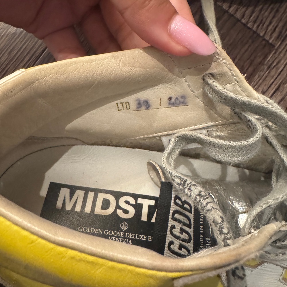 Golden Goose Yellow & White Lace-Up Sneakers - Picture 8 of 8